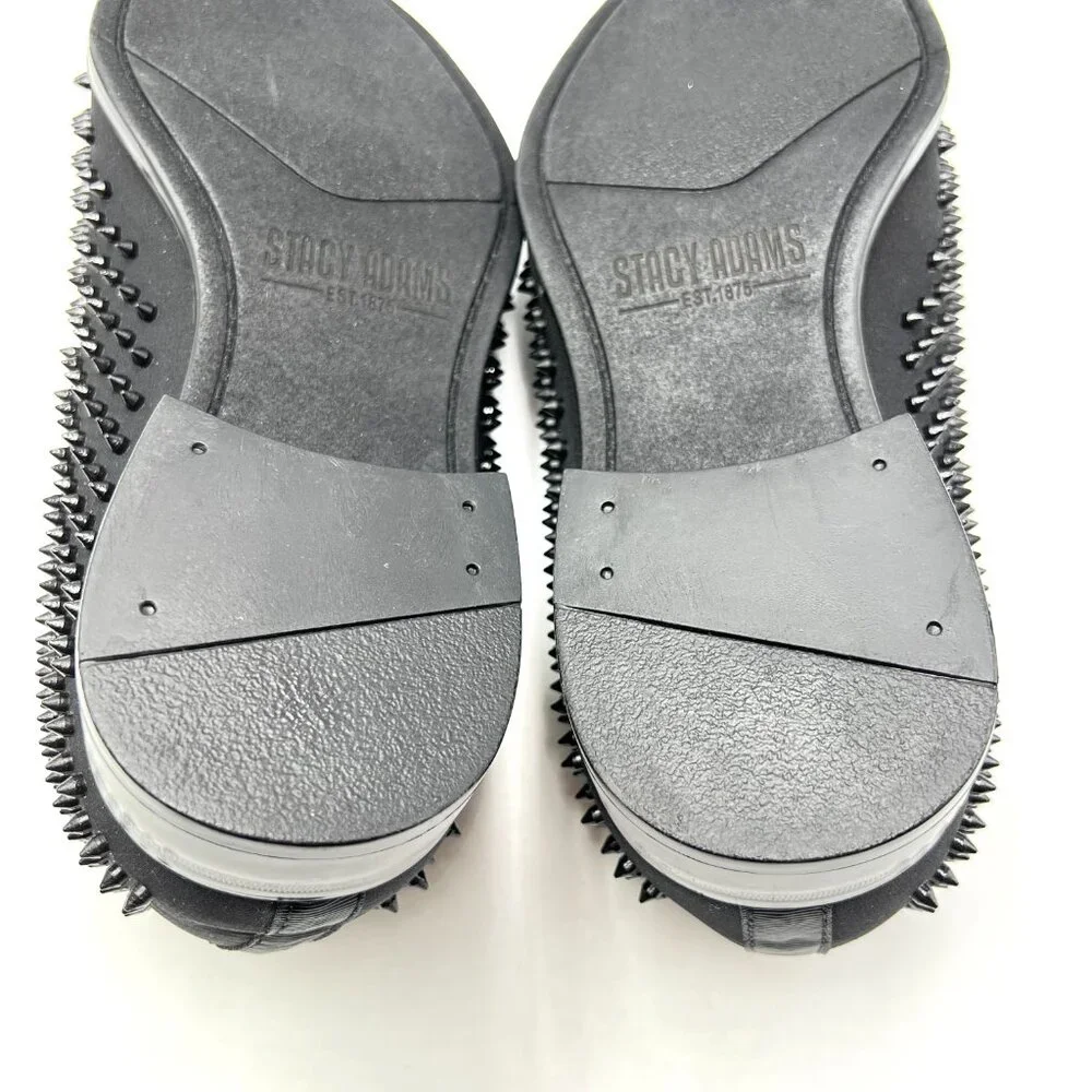 Stacy Adams Mens Size‎ 7.5 7.5M Sabre Black Spiked Studded Slip On Loafers Shoes